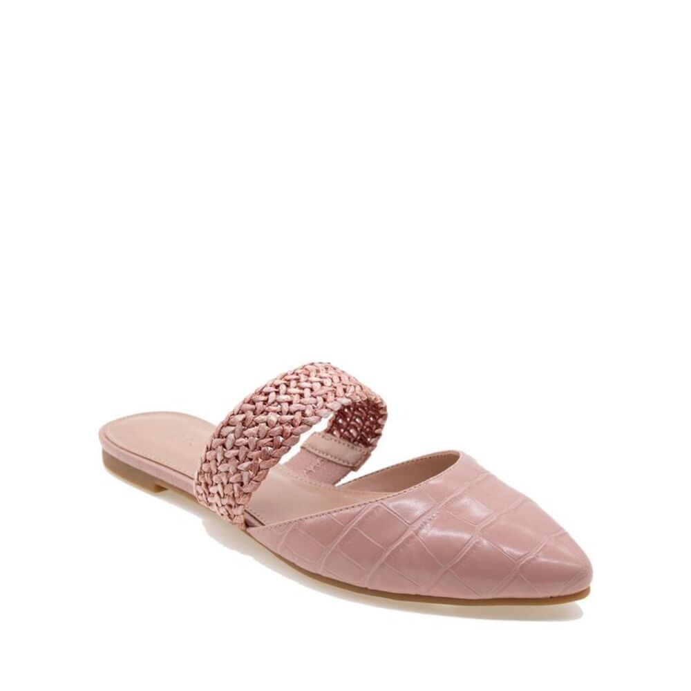 BCBGENERATION Womens Pink Mixed Media Strap OutEmma Pointy Toe Slip On Mules 7 M
